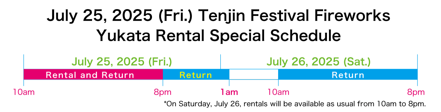 July 25, 2025 Tenjin Festival Yukata Rental Schedule